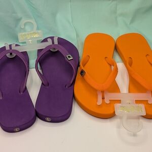 Kids Flip Flops - Purple and Orange By Popits Sz L